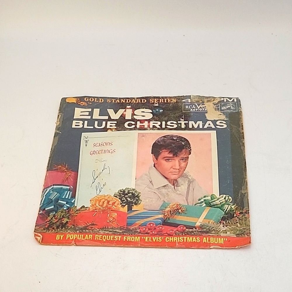 Vintage 1964 Elvis Presley Blue Christmas/Wooden Heart Vinyl 45 7" 447-0720